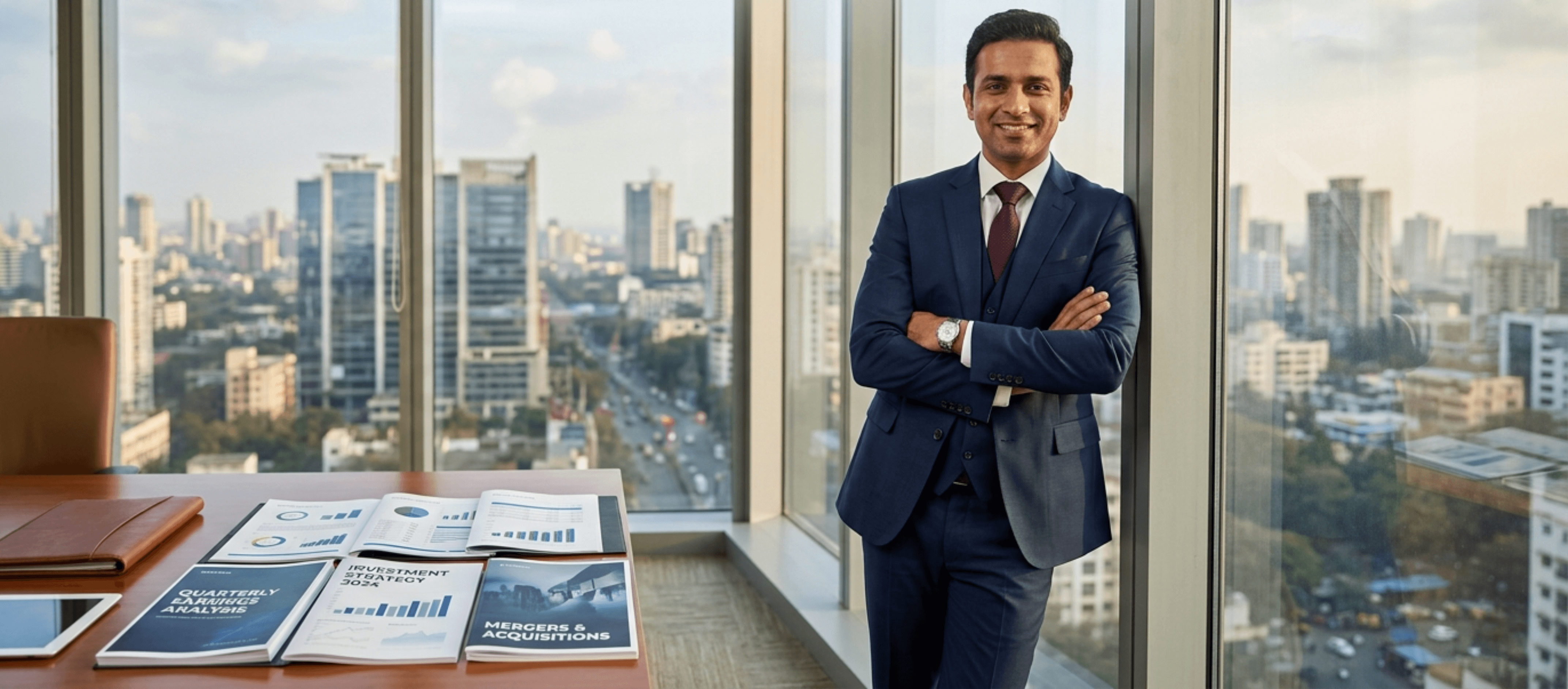 Finance professional with investment strategy and financial analysis reports, representing CFA vs MBA Finance career opportunities and growth in India.